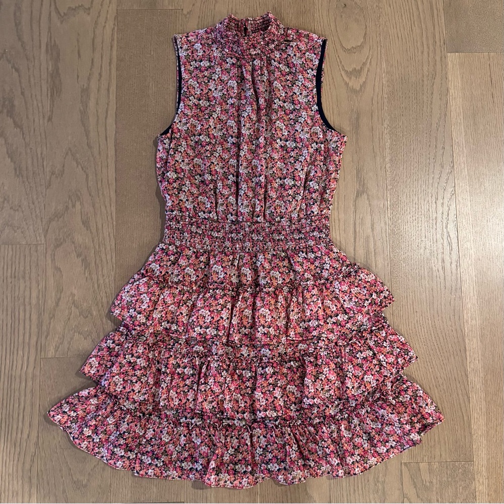 1. State High Neck Tiered Ruffle Mini Dress